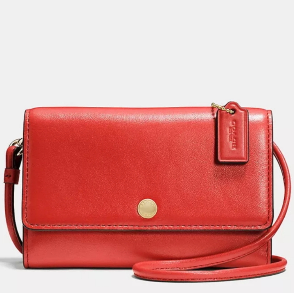 Coach Red Mini Crossbody Slim Wallet G1480 63154